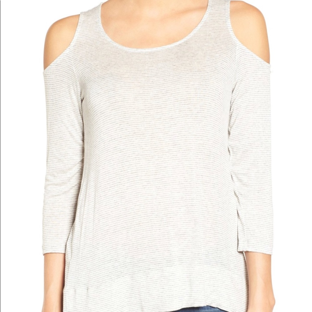 Splendid Cold Shoulder Pins striped Top size M